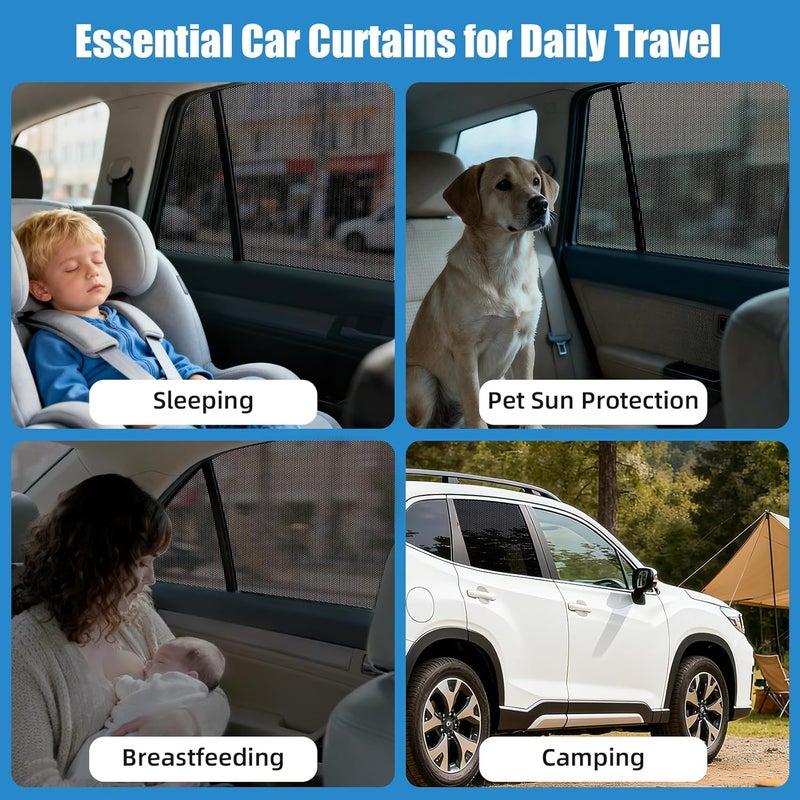 KOCZIL Car Window Shades for 2019-2022 Forester - Rear Side Window Sun Shade for Baby, Breathable Mesh Car Privacy Window Covers, UV Protection and Heat Insulation for Road Trips, Napping, Camping - Image 5